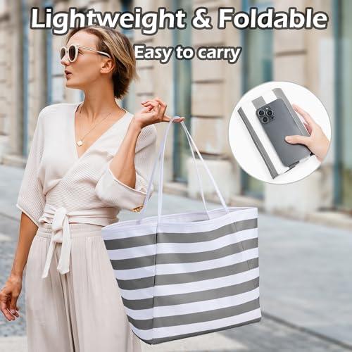 Image of KALIDI Beach Tote Bag Women Large Waterproof Sandproof Shoulder Handbag Packable Grocery Bag Hobo Purse for Picnic Vacation