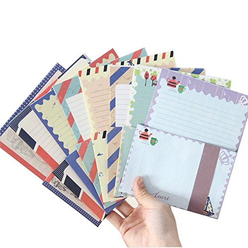 B&S FEEL 32 Special Design Writing Stationery Paper & 16 Envelope Set with Bonus 16 pcs Label Seal Sticker