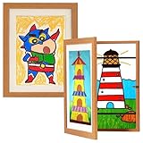 GiggleCraft Kids Art Frames 2 Pack – 8.5x11 Front-Opening Picture Frame Holds 100+ Artworks - 8.5x11 Without Mat – Display Children’s Artwork & Crafts, 3D Pictures, Crafts, Hanging Arts - Wooden
