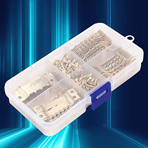 Image of 100 Zigzag Hooks, 200 Screws Heavy Duty Photo Frame Hangers Hooks Sawtooth Hanging Hardware Tools, Suitable for Photos, Posters, Canvas