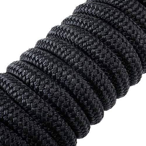 Searqing Dock Lines Marine Grade 4-Pack 5/8" X 20' Double Braid Nylon Boat Ropes For Docking With 15" Eyelet For Kayak Pontoon Boats Working Load Limit: 1540 Lbs./Breaking Strength: 7,700 Lbs (Black.) #TOP7
