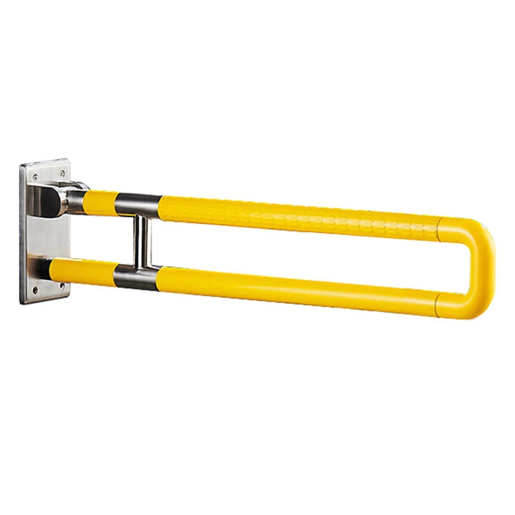 Corrimano per WC Pieghevole, Barra Doccia di Sicurezza a Forma di U Ribaltabile, Girevole per Bagno e Hotel (Giallo 60 cm) (Giallo 75 cm)