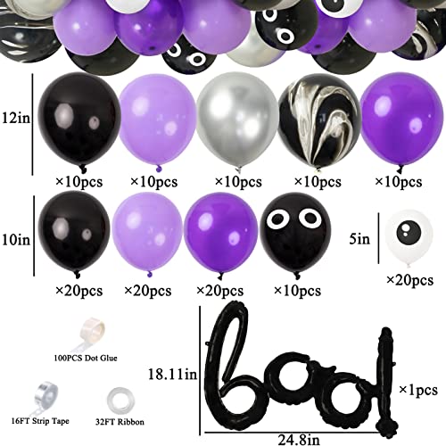 141Pcs Halloween Balloon Garland Arch Kit-Black Purple And Silver Halloween Balloons With Eyeball Balloons And Boo Foil Balloon For Halloween Themed Birthday Party Baby Shower Decor #TOP2