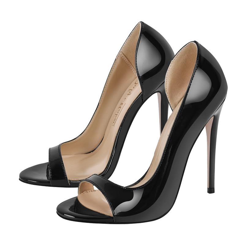 richealnini Slip On Pumps for Women Stiletto High Heels Peep Toe Stilettos2