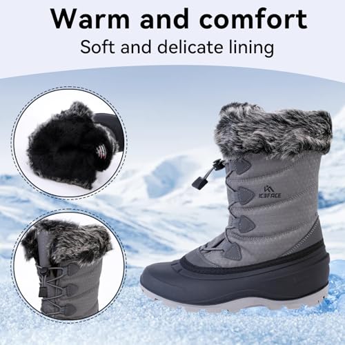 ICEFACE Waterproof Snow Boot Women with Quilted Nylon Fabric and Plush Lining for Ultimate Warmth and Comfort Stylish and Functional Winter Footwear Perfect for Snowy Days and Cold Weather Activitie3