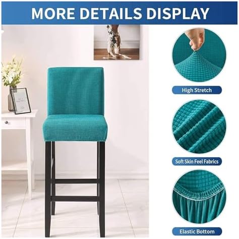 Stretch Barstool Covers - Removable & Washable Pub Chair Slipcovers for Counter Stools - 2 Pack Dining Chair Protector - Elastic Fit, Durable Fabric, Easy Care