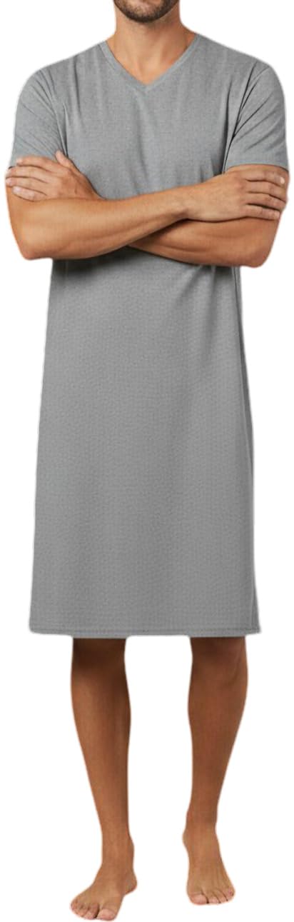 Verano Chemise de nuit à manches courtes pour homme Gris Mélangé