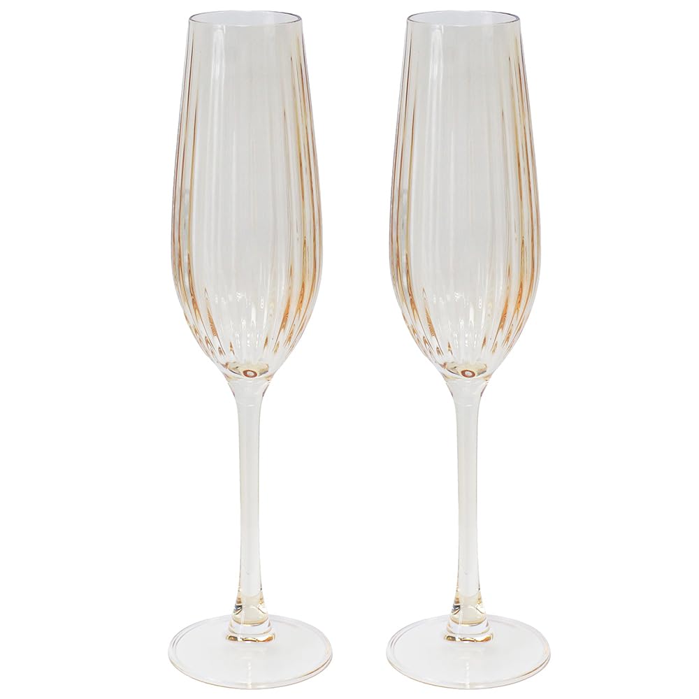 Lesser & Pavey Amalfi Amber Flutes Glasses Set of 2 x 245ml