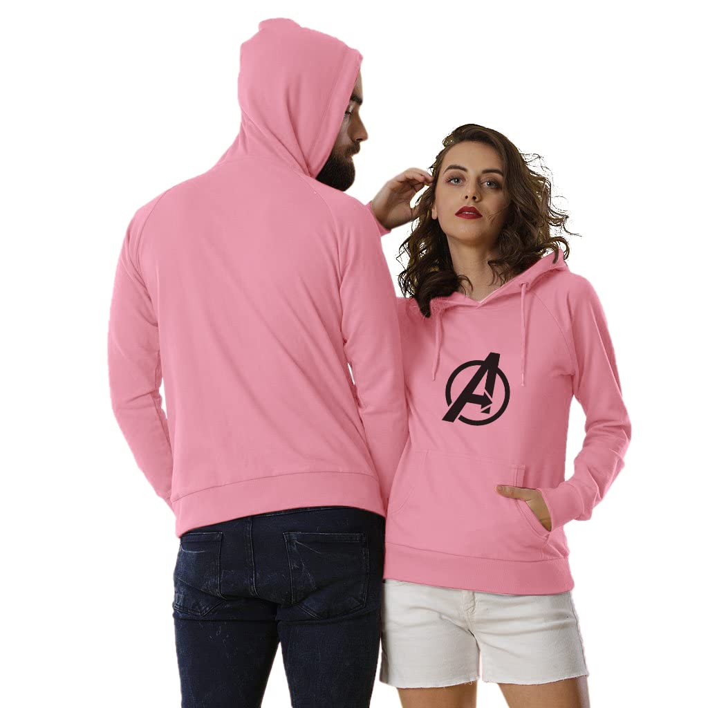 SATPURUSH Avanger - Camiseta casual de algodón de manga completa con estampado negro para hombre y mujer, gorro de mono cálido, cuello con capucha, ajuste regular, sudaderas con capucha para parejas