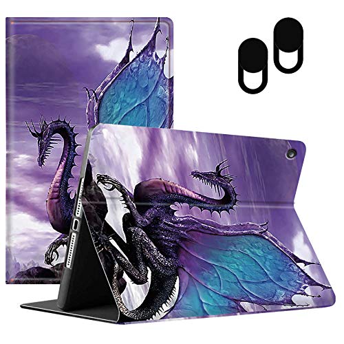 Fire HD 10 Tablet Case for Fire HD 10 (9th/7th/5th Generation-2019/2017/2015 Release), PU Leather Cover Fit for Fire HD 10 Tablet Case with Design, Protective Fire HD 10 Case- Purple Dragon