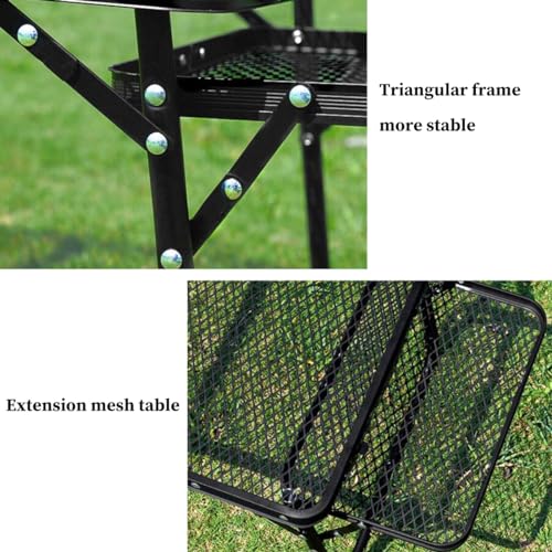 Mesa plegable para parrilla, fácil de transportar, mesa de camping plegable para exteriores, aluminio ligero, mesa de picnic portátil con paneles de ala y mesa de malla, ideal para barbacoa - imagen 6