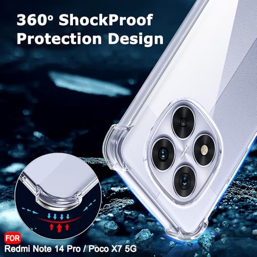 Image of TheGiftKart Crystal Clear Back Cover Case for Mi Redmi Note 14 Pro /Poco X7 5G | Shockproof Soft TPU Case | Cushioned Edges for Ultimate Protection Back Cover Case (TPU, Transparent)