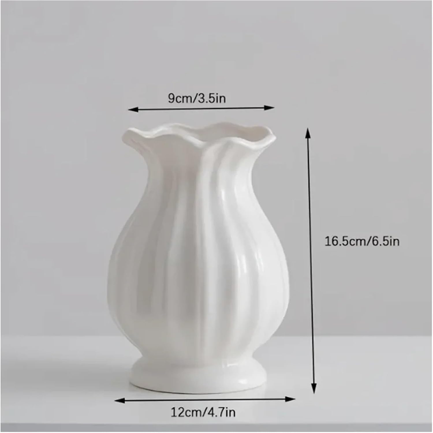 Ceramic Wave Patterned Vase - Modern Home Decoration Vase for Fresh Flowers and Dried Flower Arrangements