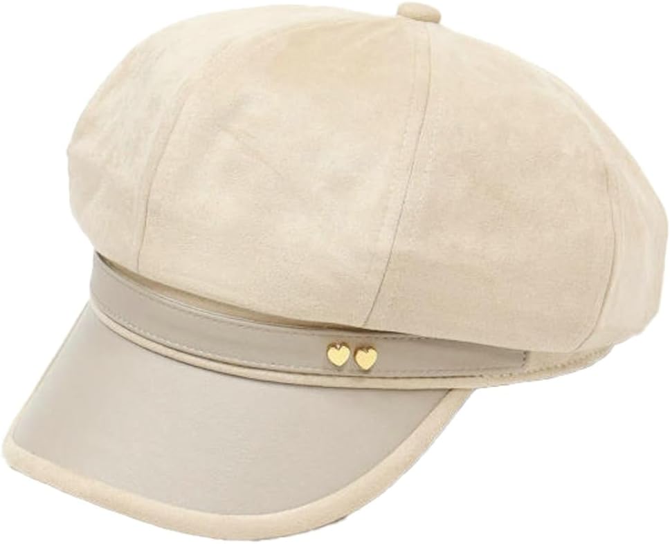 Womens Suede Newsboy Cap 8 Panel Paperboy Caps with Leather Brim Vintage Baseball Hat Baker Cabbie Beret Hats