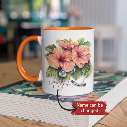 Taza Cerámica con Flor Hibisco y Tema Médico 11oz miniatura 2