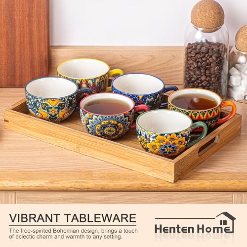 Henten Home 8.5 oz Ceramic Cappuccino Cups, Latte Cup with Saucers Set of 6 by Henten Home - Used condition - Image 4