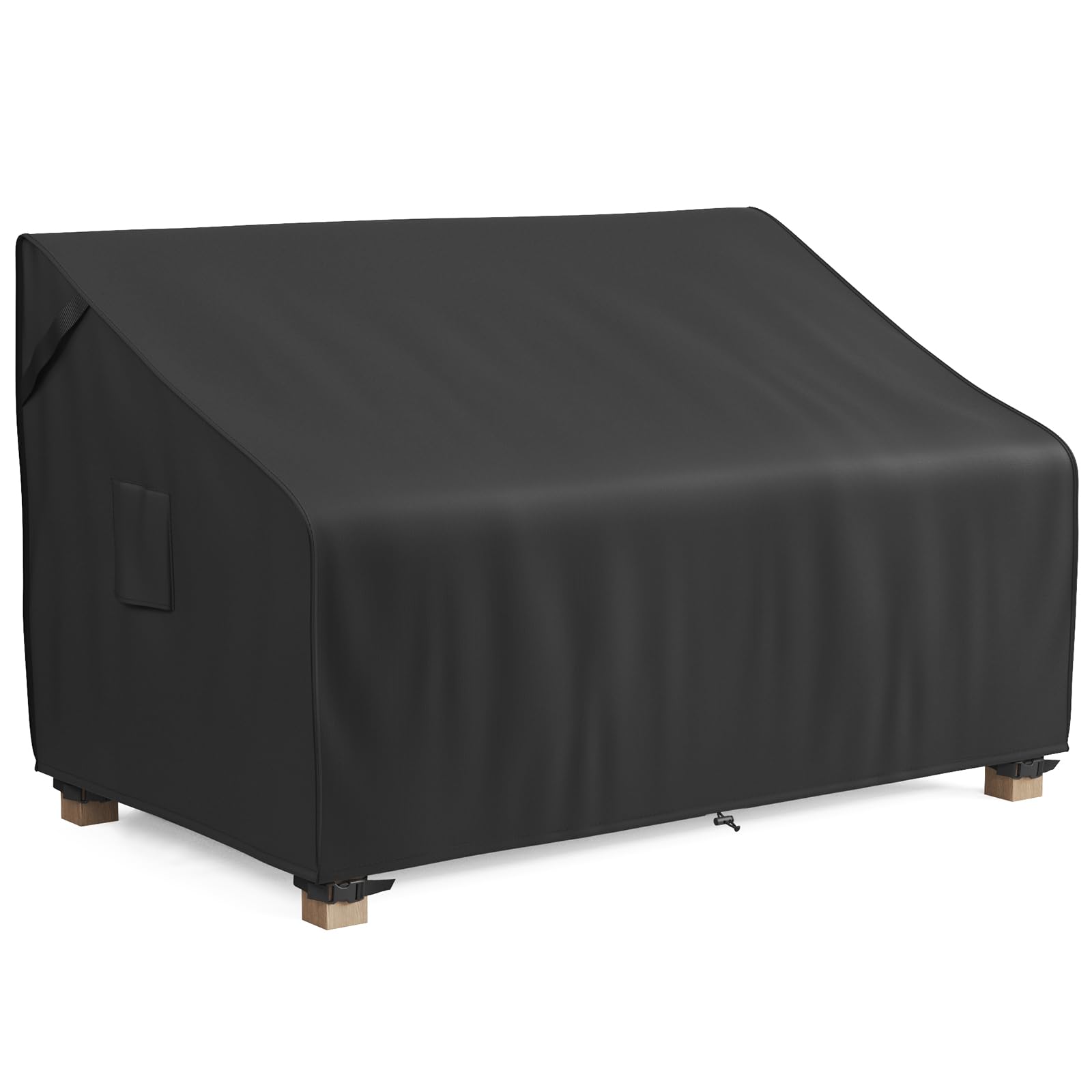 MR.COVER 2-Seater Patio Loveseat Cover, Patio Furniture Covers Waterproof, Fits up to 60W x 35D x 35H inches, with Air Vent and Handles, Black