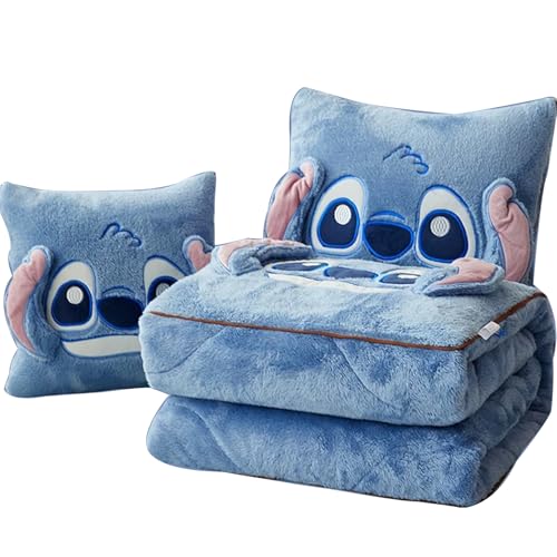 Hixingo Couverture + Oreiller 2 En 1 Turquoise – 40x40 Cm Plié, 105x145 Cm Déplié – Doux, Chaud, Multifonction Voyage, Canapé, Bureau