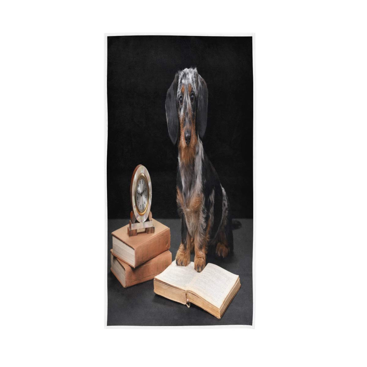 HUYGD Cute Dachshund Dog Book Black Soft Bath Hotel Spa Hand Gym Sport Towel 76 x 38 cm(30 x 15 Inches)