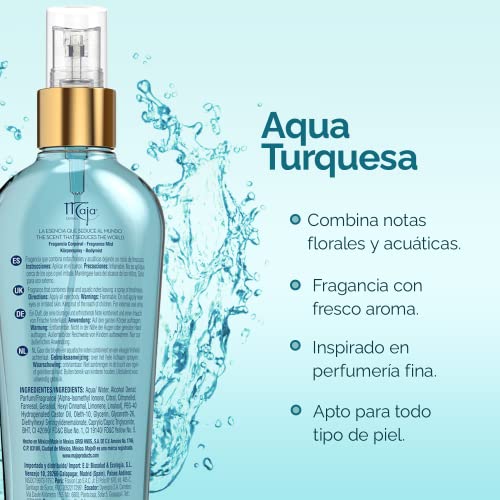 Maja Aqua Turquoise Mist, Perfumed Body Mist With Floral And Aquatic Notes To Leave A Spray Of Freshness, Refresh Your Body, Fresh Scented, Aqua Turquoise Fragrance, 8.1 Fl Oz, Spray Bottle. #TOP5