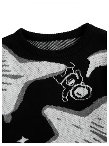 Men's Graphic Oversized Sweater Star Long Sleeve Crewneck Knitted Pullovers 6