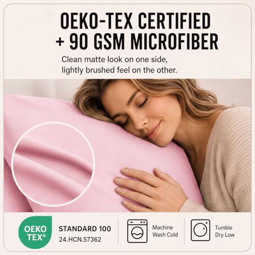 Image of CozyLux 6-Piece Queen Sheet Set, Fits 18-21 Inch Mattresses, Oeko-TEX | 4 Pillowcases, 1 Flat Sheet and 1 Fitted Sheet with All-Around Elastic and 21-Inch Deep Pocket for a Secure Fit, Pink