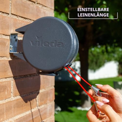 Vileda Duale Cordomatic einziehbare Wäscheleine, 30 m, 2 x 15 m Wäscheleine, hält bis zu 30 kg, ausziehbare Wäscheleine… – Ansicht 4