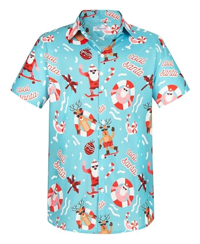 Image of Yoimira Hawaiian Shirts for Men, Print Mens Casual Short Sleeve Button Down Shirts Floral Aloha Beach Shirt