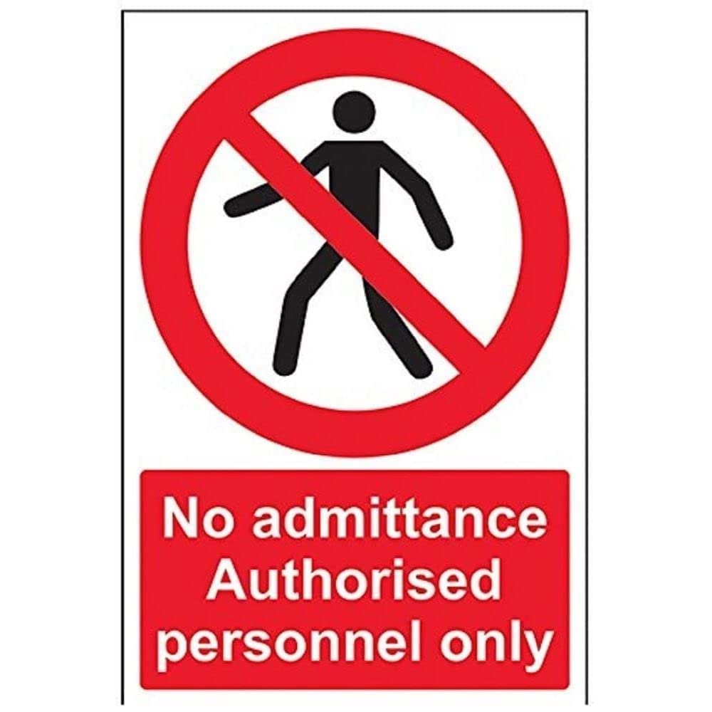 V Safety No Admittance Authorised Personnel Only Pedestrian Sign - 200mm x 300mm - Self Adhesive Vinyl