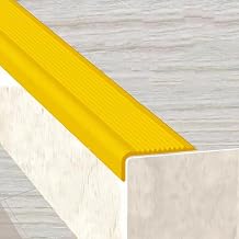 Non-Slip Stair Nosing, L Molding Rubber Stair Edge Protector, Self Adhesive Stairs Edging Transition Strip, Corner Guards for Stairs, Ramps BoatsYellow,L 90 cm/3 ft