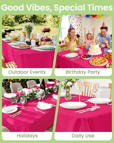 Image of LANLISA 4 Pack Hot Pink Plastic Tablecloth Disposable, 54 x 108 Inch