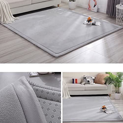 Xpnit Grote kruipmat voor baby's, koraal fluwelen vloerkleed, antislip, dikke babyspeelmat voor baby, peuters, kinderen, studeerkamer tapijt (90 x 200 cm x 2 cm, grijs) - Afbeelding 5