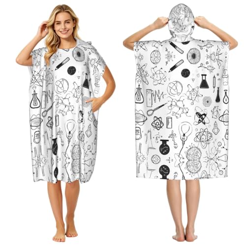 Poncho à capuche imprimé chimie en microfibre légère pour l'été - 2