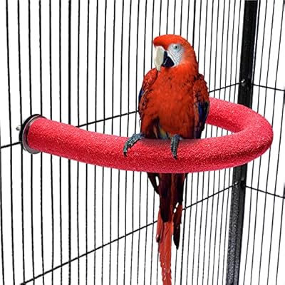 TeTupGa U Shape Parrot Perch Stand Pet Toy Bird Platform Sand Paw Grinding Clean Stick Cage Exercise Conure Budgie Cockatiel Accessories (Red Small)