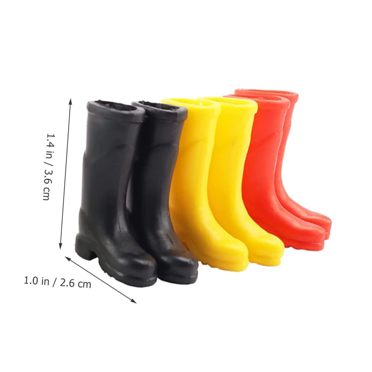 6 Pares De Mini Botas De Lluvia Para Decoración De Casas De Muñecas – 3,6x2,6x0,6 Cm, Varios Colores, Plástico – Ideales Para Miniaturas Y Paisajismo
