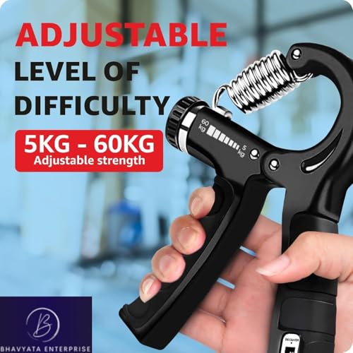Image of BHAVYATA Adjustable Hand Gripper (10KG to 60KG) | Professional Counter Hand Grip for Strength Training | Finger Exerciser for Grip, Wrist, & Forearm Workout