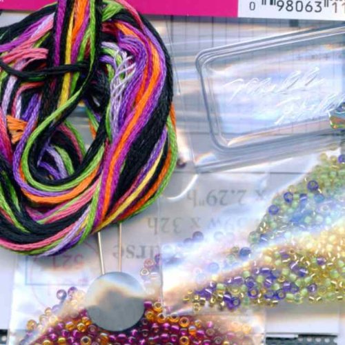 Image of Coin Purse Beaded Counted Cross Stitch Ornament Kit Mill Hill 2010 Spring Bouquet MH18-0104