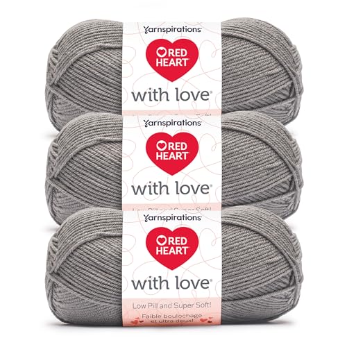 Image of Red Heart with Love Low Pill Yarn for Crocheting and Knitting, Gray, 3-Pack