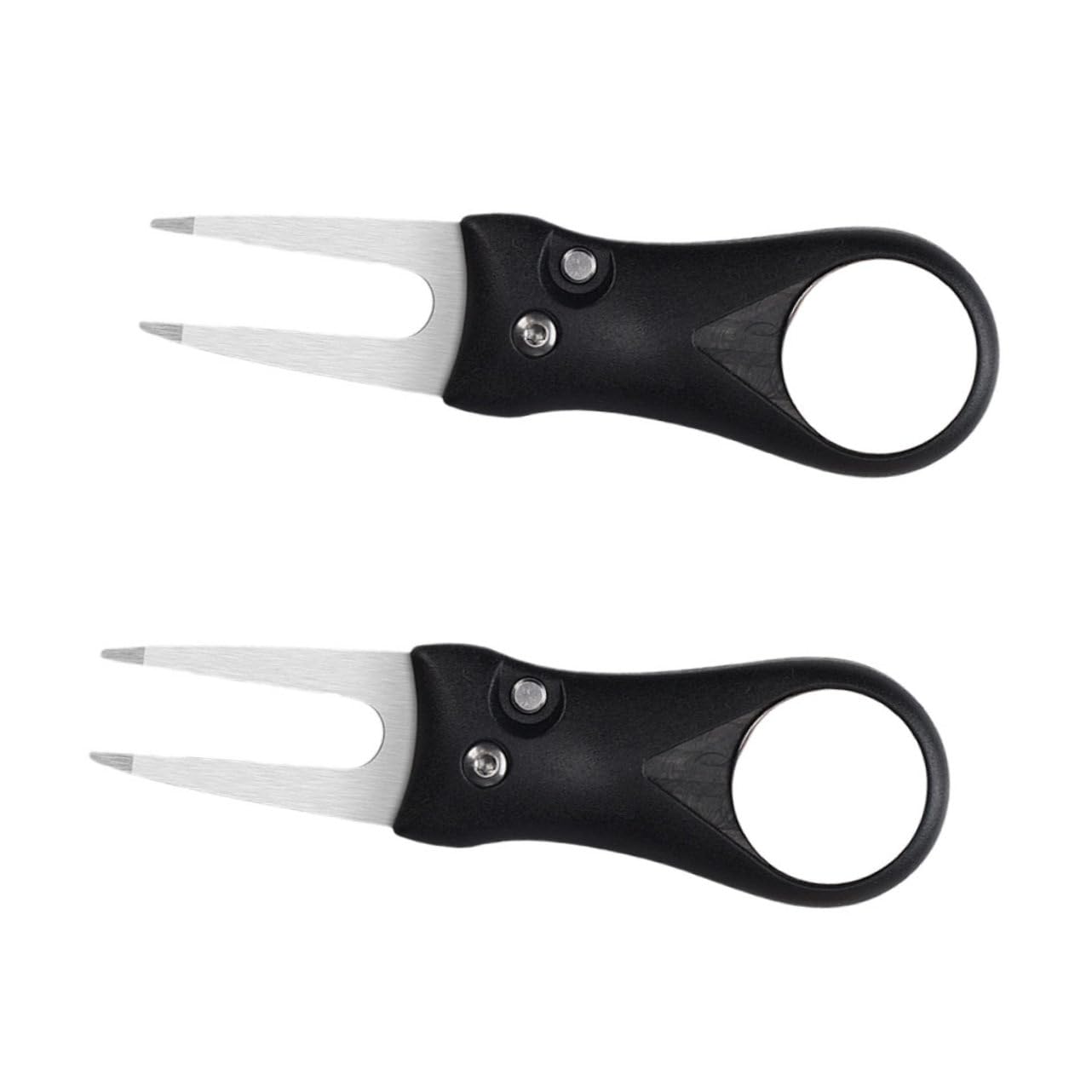 Mikikit 2Pcs Golfs Divot Tool with Handle Fork for Lawn Lightweight and Portable Golf Pitch Fixer