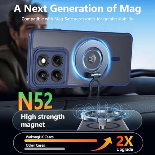 Image of For Motorola Edge 2025 Case,Magnetic [38 N52 Magnets] Military Grade Drop Protection moto edge 2025 case-Full Camera Protection Slim Matte Anti-Slip Phone Cover Protector For Motorola Edge 2025,Blue