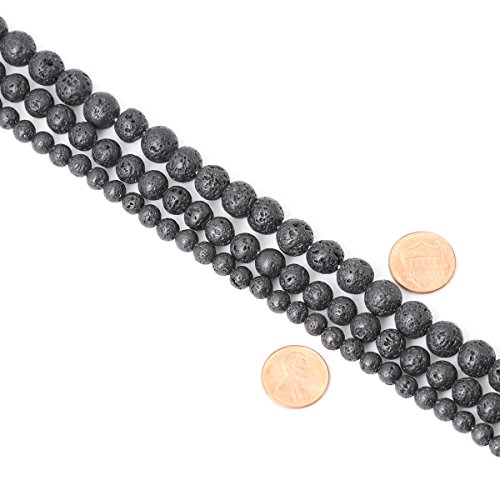 Cheavian 8Mm 45Pcs Black Lava Volcanic Stone Gemstone Round Loose Beads For Jewelry Making 1 Strand 15" #TOP5