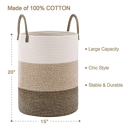 Woven Rope Laundry Hamper Basket By Youdenova, 58L Tall Laundry Basket, Baby Nursery Hamper For Blanket Storage, Clothes Hamper For Laundry In Bedroom-Dark Brown #TOP2