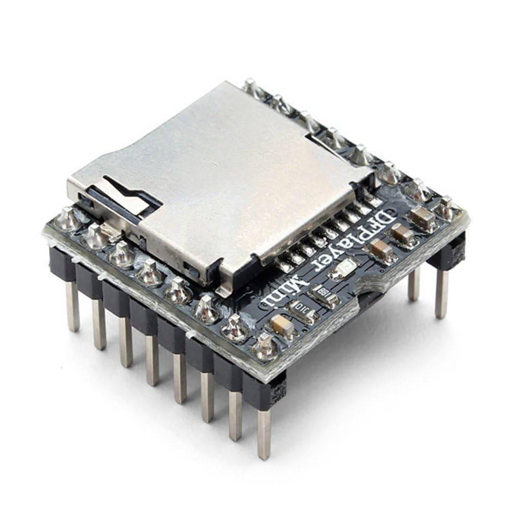 DFPlayer Mini MP3 Player Module – Micro SD Card Audio Module with Built-in Amplifier for DIY Electronics, Robotics, and Voice-Activated Projects