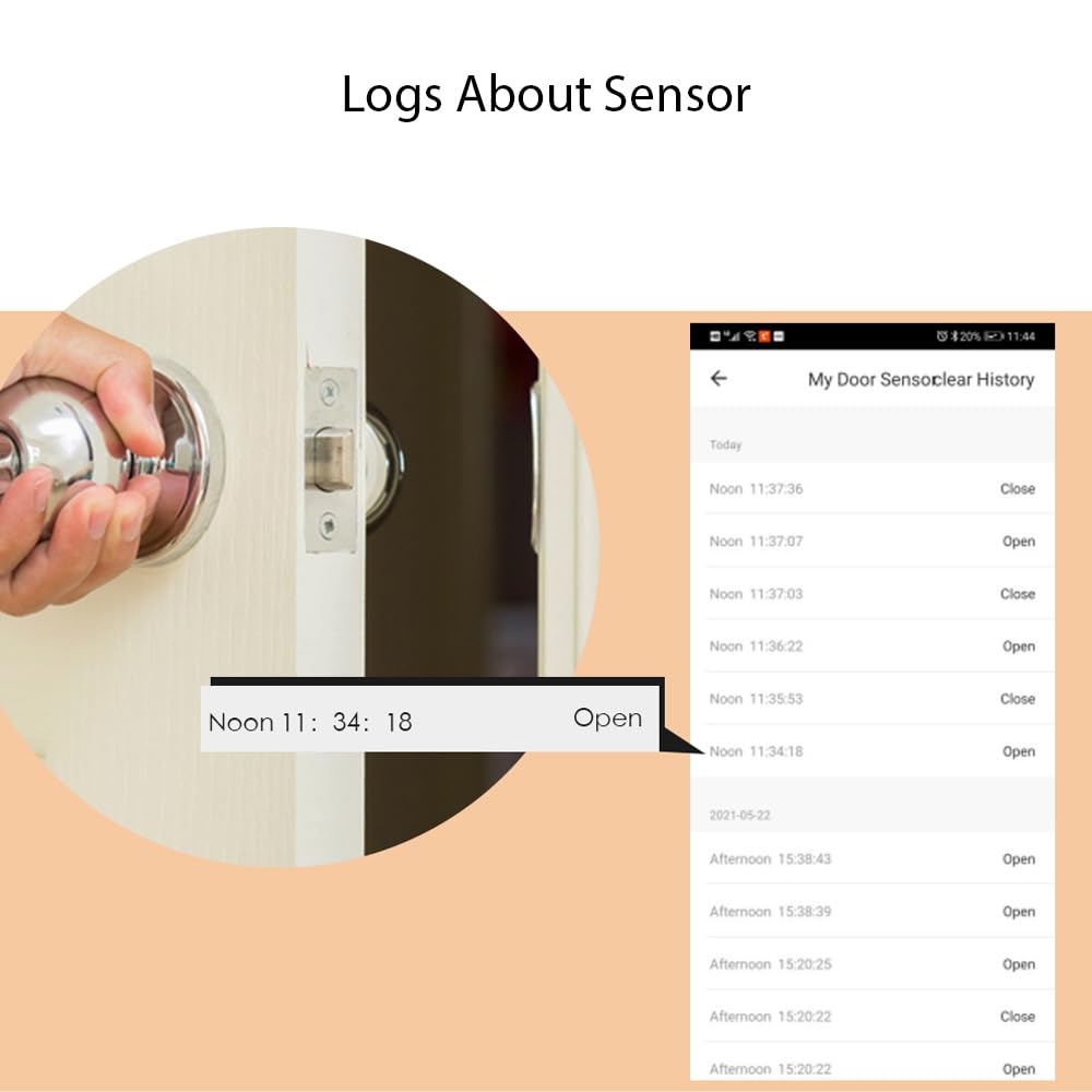 Alarma De Puerta Y Ventana Ty App 2.4g Wifi Alarma Antirrobo Con Sensor Magnético Inalámbrico, Sensor De Alarma De Puerta Y Ventana Adecuado Para El Hogar, Niños, Seguridad De Apartamentos