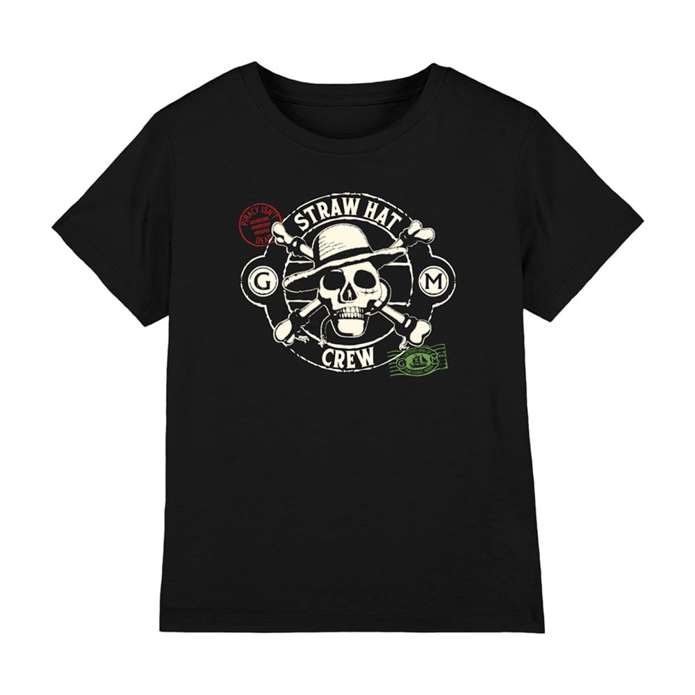 One Piece Straw Hat Crew Stamps Kids T-Shirt, Black, 12-13Y