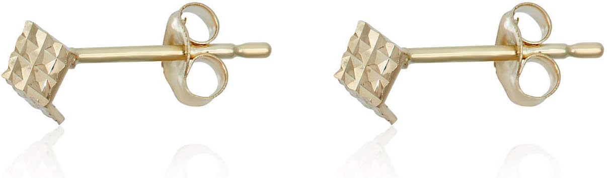 AVORA 10K Yellow Gold Simulated Diamond CZ Cube Stud Earrings