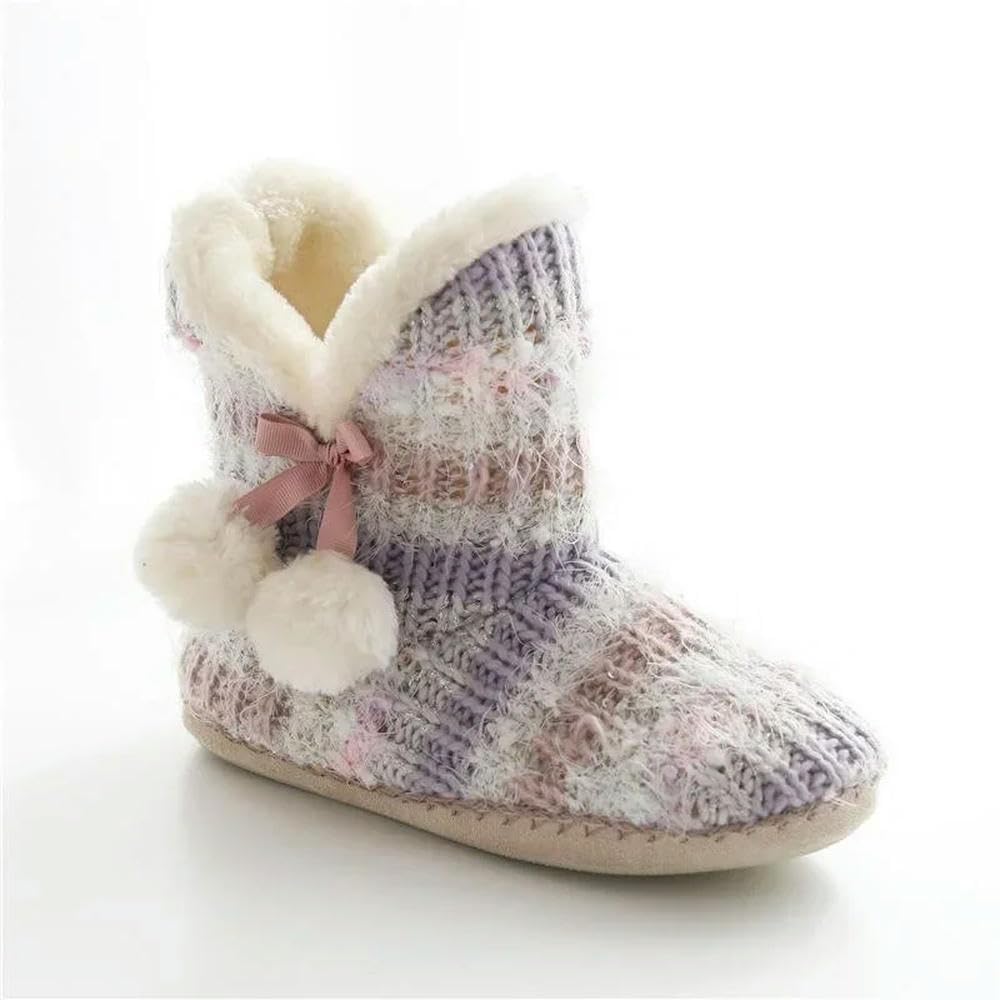 GLDFW - Pantuflas para mujer, de punto de felpa, para casa, para interiores y exteriores