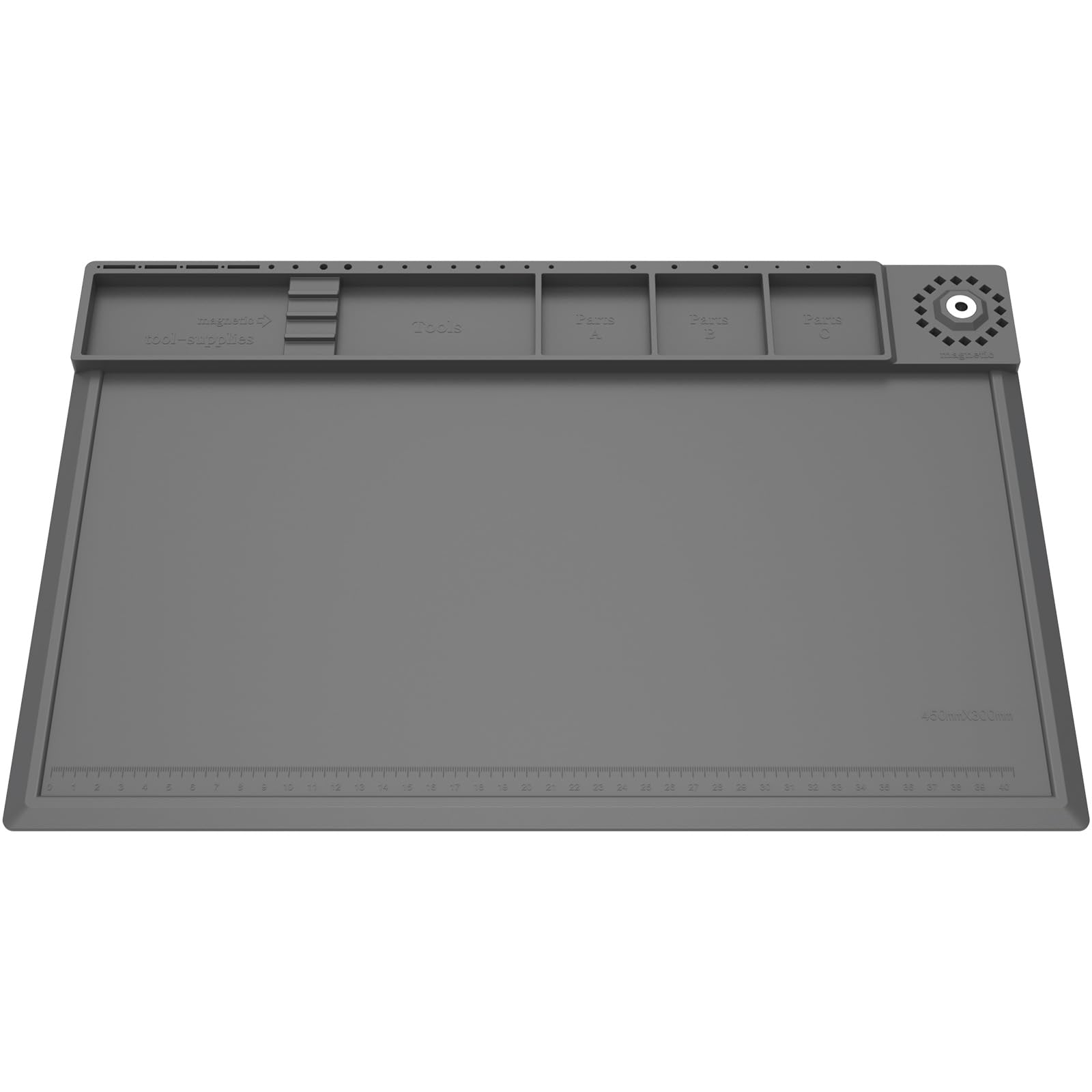 Silicone Repair Pad 932°F Heat-Resistant Soldering Mat Waterproof Electronic Repair Work Mat with Magnetic and Part Area Silicone Welding Pad 18.11×12.2inch for Phone Laptop Repair (Grey)