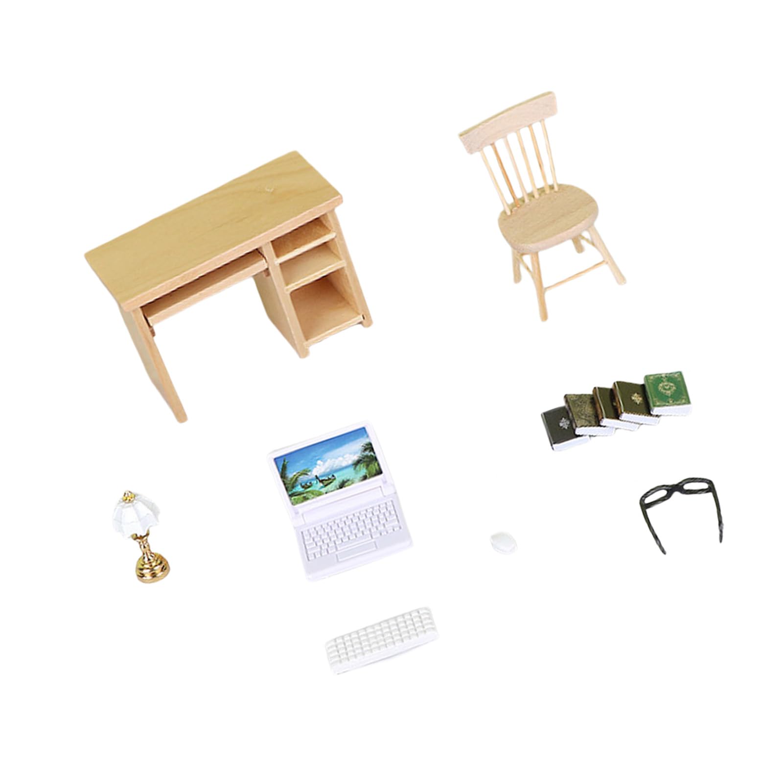 Buxuaaaa Miniature Desk Model with Realistic Features for Display and Creative Hobbyists Dollhouses Gaming Realistic Miniature Computer Desk Decors