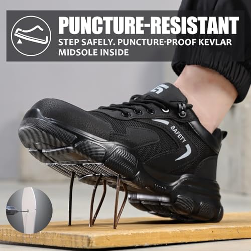 Image of Steel Toe Shoes for Men Lightweight Puncture Resistant Safety Footwear Work Shoes Men Safety Work Shoe Comfortable for Construction Warehouse Jobs